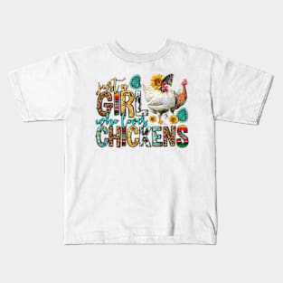 Just A Girl Who Loves Chickens Western, Western Animals, Cute Chicken, Chicken Lovers Kids T-Shirt